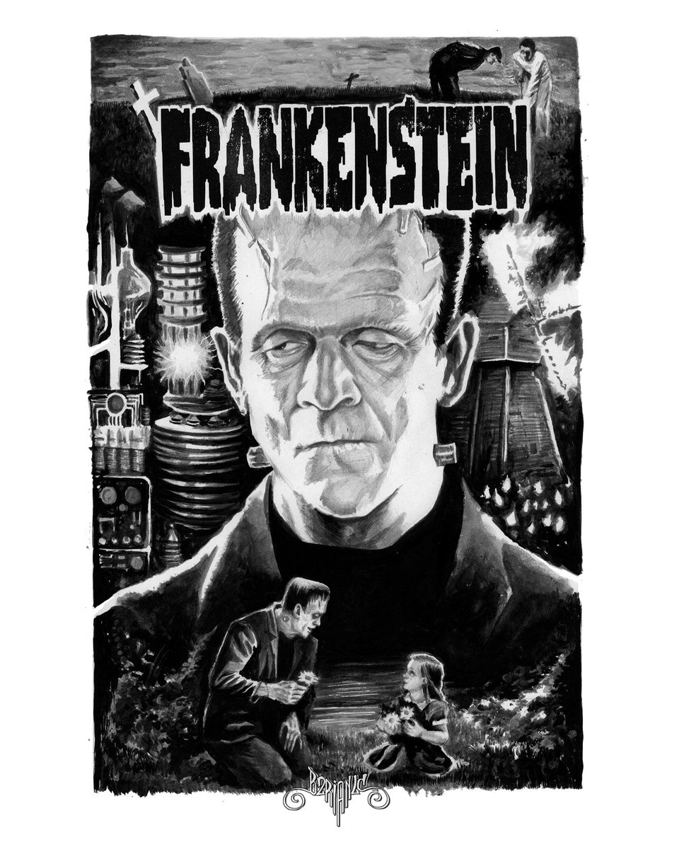 b2rian's tweet image. Universal Monsters : Frankenstein
done in acrylic and graphite on a blank comic book cover