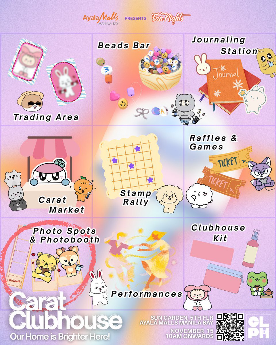 CaratLandPH's tweet image. CARATs, get ready to capture unforgettable moments! 📸✨ 

At the Carat Clubhouse, we have amazing photospots featuring SEVENTEEN member tarps and standees, perfect for your ultimate fan photos. 👀

Plus, enjoy extra fun with @LookiePH’s mirror booth—only PHP 200 for 2 photo…