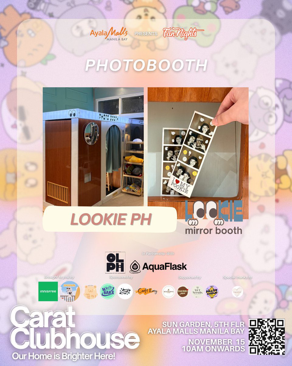 CaratLandPH's tweet image. CARATs, get ready to capture unforgettable moments! 📸✨ 

At the Carat Clubhouse, we have amazing photospots featuring SEVENTEEN member tarps and standees, perfect for your ultimate fan photos. 👀

Plus, enjoy extra fun with @LookiePH’s mirror booth—only PHP 200 for 2 photo…