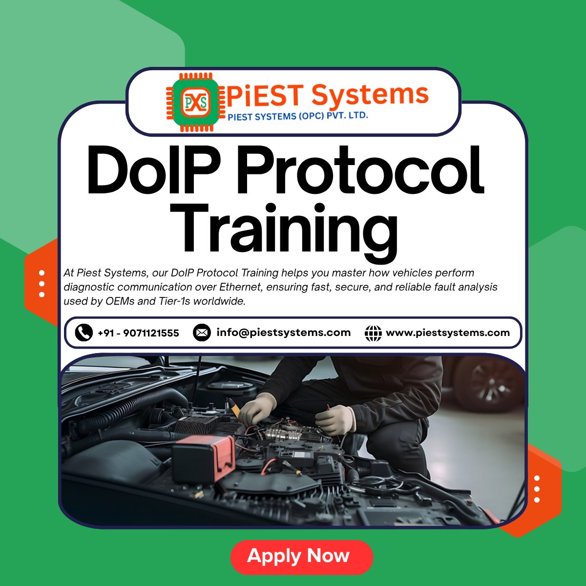piestsystems's tweet image. DoIP Protocol Training – Powering the Next Era of Automotive Diagnostics!

 📞 +91-9071121555 
💬 wa.me/9071121555 
 🌐 piestsystems.com/doip-protocol-… 
📧 info@piestsystems.com

#DoIPProtocol #AutomotiveEmbedded #ECUDiagnostics #VehicleNetworking