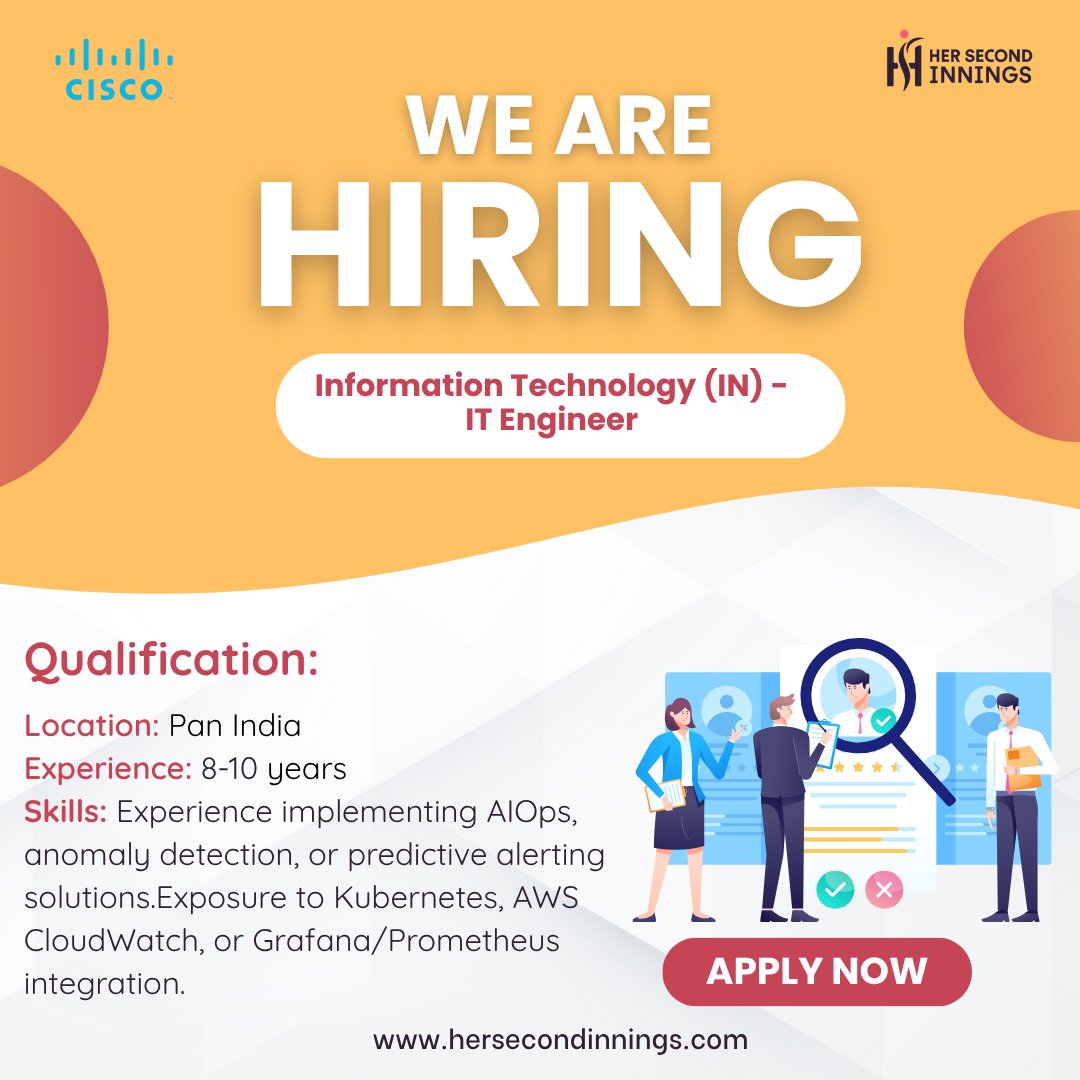 her2nd_innings's tweet image. We’re looking for professionals with 8–10 years of experience in infrastructure operations, automation, or DevOps.

📩 Apply now:bit.ly/49hfvxP

#Hiring #ITEngineer #SplunkObservability