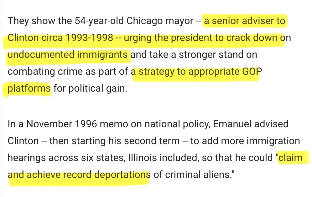 PushDemsLeft's tweet image. No one should listen to, much less vote for, this right-wing ghoul.

Before Rahm Emanuel was run out of Chicago for closing black schools and covering up how his cops shot a black teen in the back 16x, he pushed Dems to the right of Republicans on deportation, crime, and war.