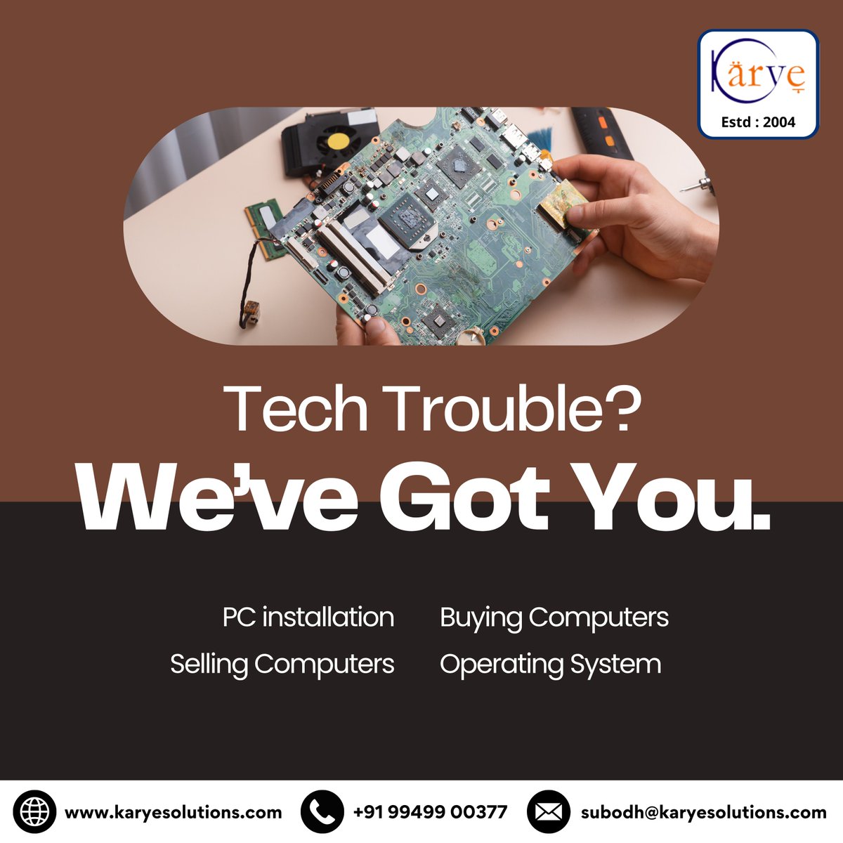 karyesolutions's tweet image. Tech giving you trouble? We’ve got your back. 💻
From PC installation to buying, selling &amp;amp; OS support — Karye Solutions keeps your systems running right.
📞 +91 99499 00377 | 🌐 karyesolutions.com

#TechSupport #KaryeSolutions #ComputerRepairs #ITSolutions #PCInstallation