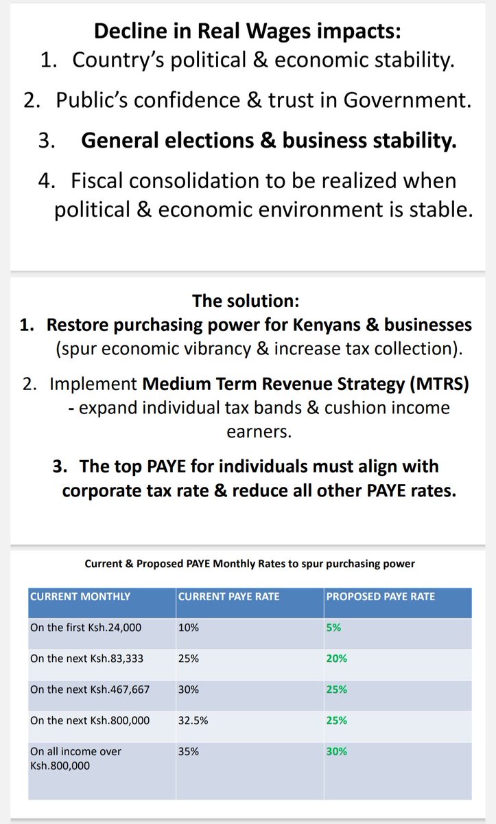 The #Kenya Bankers Association has proposed halving of Pay As You Earn (PAYE) rates as one of the ways of increasing purchasing power and aligning individual taxes to corporate #tax

Consultations on #Finance Bill, 2025 are ongoing

Similar proposals will be anticipated in Uganda