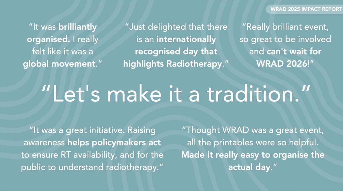 This year marked the first World Radiotherapy Awareness Day! 

The success of WRAD was the result of the collective efforts of our supporters, partners, and sponsors. We are pleased to share some stats to highlight the impact we all made in this foundation year.

Read the full