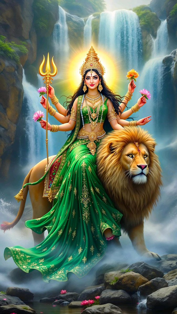 शेर पर सवार माँ दुर्गा का दिव्य स्वरूप दर्शन