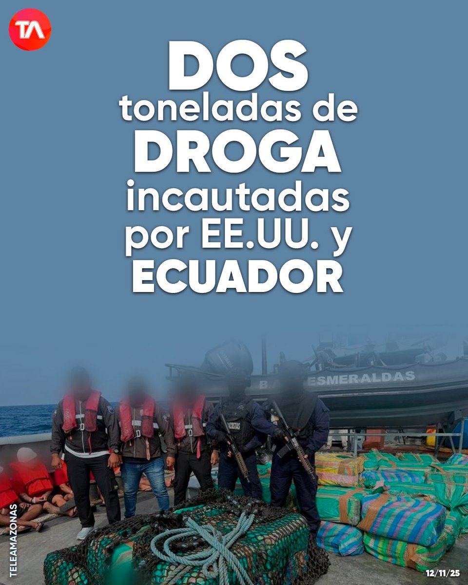 teleamazonasec's tweet photo. #ATENCIÓN | Operación conjunta entre EE.UU. y Ecuador permite incautar dos toneladas de droga. Hay cuatro detenidos https://t.co/CRkehk7eHB https://t.co/QS7gGx7bHu