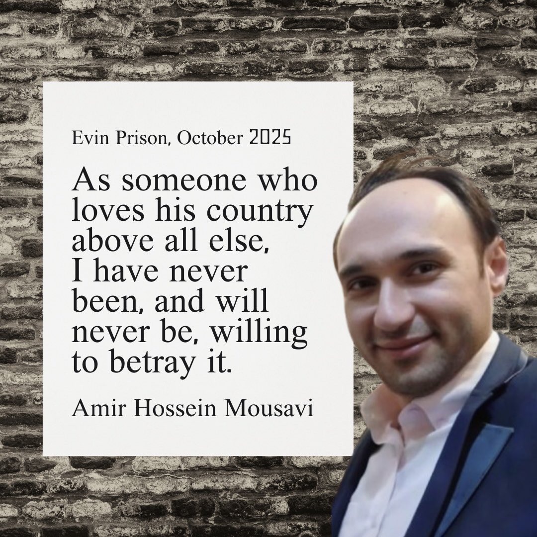 <a href="/SadraLovesIran/">Sadra</a> <a href="/volker_turk/">Volker Türk</a> <a href="/francediplo/">France Diplomatie 🇫🇷🇪🇺</a> <a href="/CNCDH/">CNC Droits Homme</a> <a href="/amnesty/">Amnesty International</a> <a href="/drmaisato/">Mai Sato</a> <a href="/UNHumanRights/">UN Human Rights</a> <a href="/UN_HRC/">UN Human Rights Council</a> <a href="/AmnestyUK/">Amnesty UK</a> <a href="/amnestyusa/">Amnesty International USA</a> <a href="/FZomorodif35743/">Zomorod</a> <a href="/Alious_4404/">ناخدای بینام</a> <a href="/SiamakEidin/">Siamak Eidin</a> <a href="/sayhitoend20050/">ArAd</a> <a href="/InfoMansour/">Mansour Soleimani</a> #AmirHosseinMousavi did nothing but speak the truth and share his opinion. That’s his “crime” — the reason he was arrested and tortured.