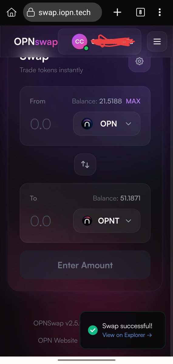 IrfanIr41066414's tweet image. Make swap fast 
Go to @IOPn_io 
Do next step
Task complete — the swap is running smoothly\!
On\-chain trades are fast, seamless, and fully decentralized\.
\#IOPn \#ProgressUpdate
Accelerate ⋂ \#SwapStories \#DefiDashBot 
@IOP