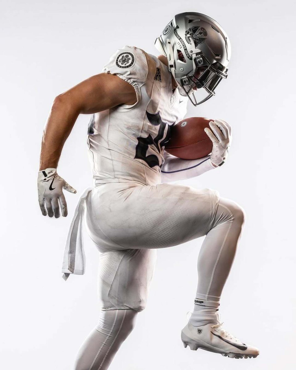 USArmy's tweet image. One of the most distinctive elements of the 2025 uniform is the purple streaking through the jersey numbers and along the helmet. 

Purple symbolizes the sacrifice made by Soldiers and Gold Star Families, tracing its lineage to the Badge of Military Merit, precursor to the Purple…