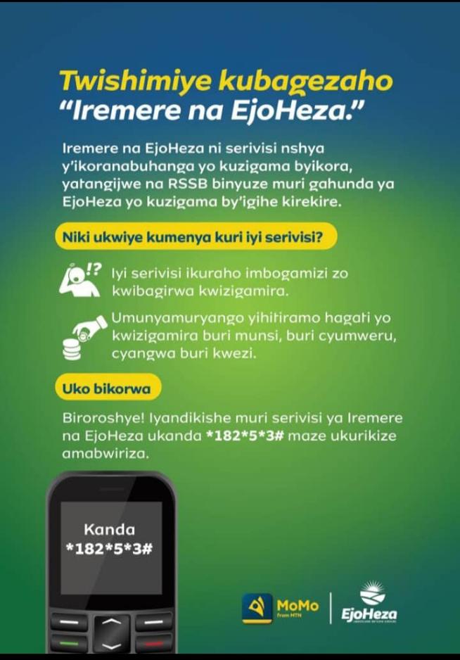 Ejo Heza kuri twese , wibyihererana musobanurire nkuko nanjye nabigenje kuko akwizeyeho ubumenyi ,Dukomeze ubukangurambaga kuri #EjoHeza 
<a href="/RwandaLocalGov/">Ministry of Local Government | Rwanda</a> <a href="/RSSB_Rwanda/">Rwanda Social Security Board</a> <a href="/EjoHeza_Pension/">EjoHeza</a> <a href="/GatsiboDistrict/">Gatsibo District</a> <a href="/NgaramaSectorR/">Ngarama Sector/GATSIBO</a>
#KwegeraUmuturage 
#UmuturageKuIsonga