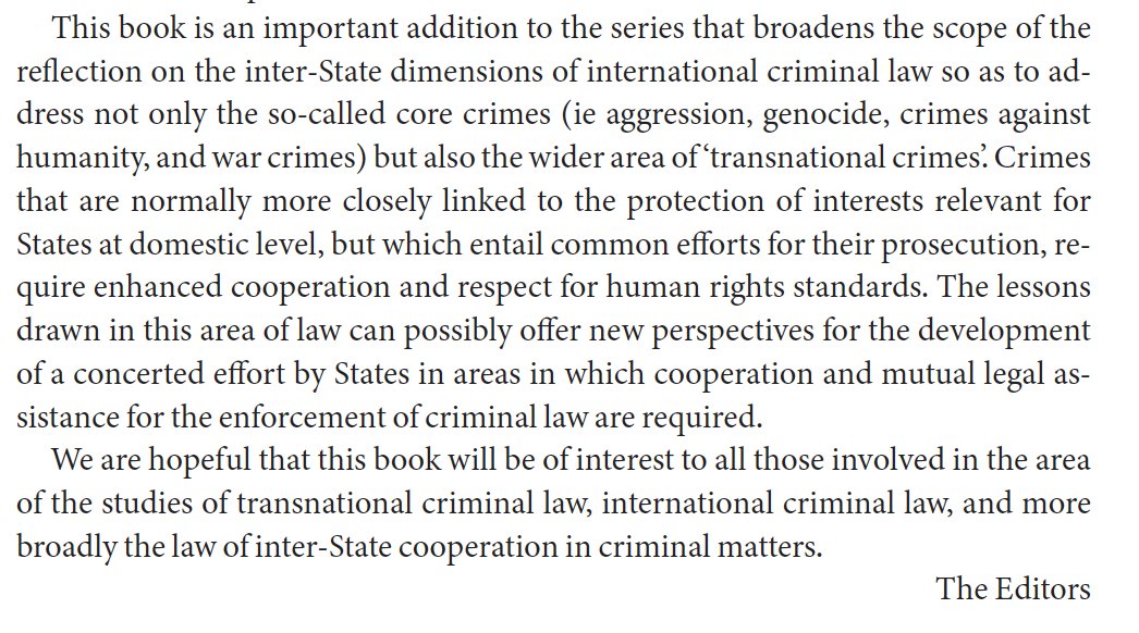 It has been some time, but I will continue sharing updates on my new book, International Law and the Investigation of Transnational Crimes. 

I was touched by the preface written by the series editors, Professors Salvatore Zappalà and Philippa Webb, which recognised the value of