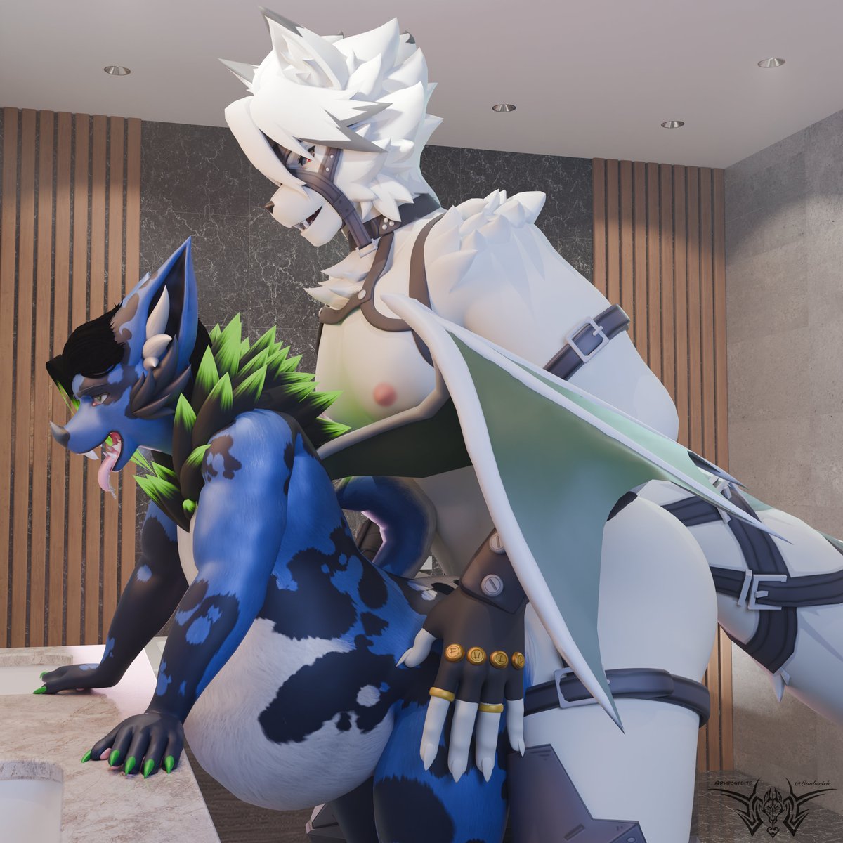 VIctoria Housekeeping will do their upmost best to provide their clients with the best of satisfactions.
Lycaon finally letting himself relax and let loss on his Proxy~

Nova Kayn ~ <a href="/KainToriama2000/">NovaKayn2000</a> © <a href="/Foxipaws_vr/">Foxipaws</a> 
Von Lycaon ~ Zenless Zone Zero © <a href="/Itazura3d/">Itazura 3D</a>