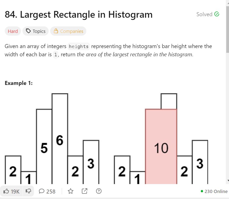 AdhayanJ's tweet image. LeetCode 84: Largest Rectangle in Histogram 📊

Each bar’s height × its width = possible rectangle area.
Track the max area while popping from the stack 🔥
⏱️ O(n) time — elegant and efficient!
#LeetCode #DSA #MonotonicStack #Coding