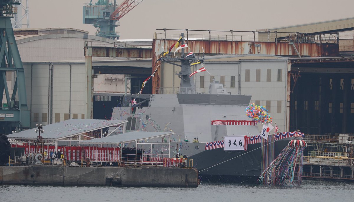 JSHitoriDDG_221's tweet photo. 1,900トン型哨戒艦(OPV-901)は「さくら」と命名され進水式を終えました。
進水おめでとうございます㊗️🎊 https://t.co/pI31oali5n