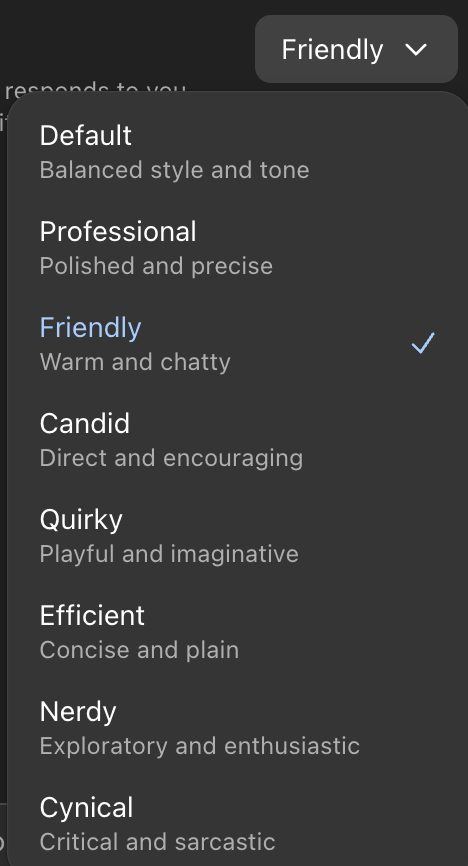 Maybe try Personality "Friendly" with GPT 5.1?