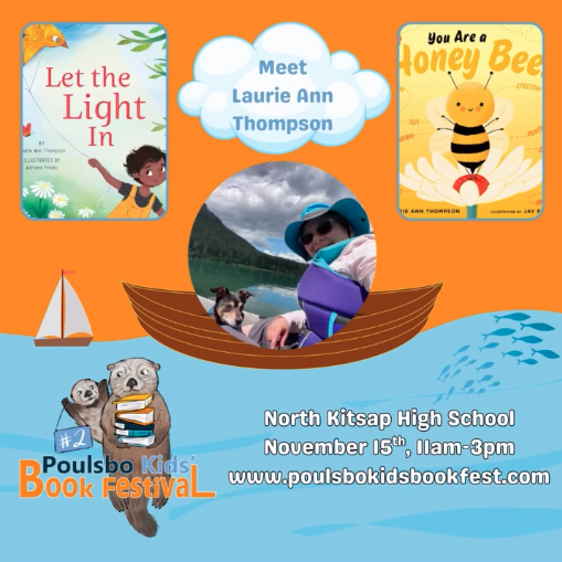 LaurieThompson's tweet photo. I'm looking forward to the Poulsbo Kids' Book Festival THIS SATURDAY, and I'd love to see you there!

Come meet me and over 30 amazing authors and illustrators at North Kitsap High School Commons from 11am-3pm. 

Details at https://t.co/u1GJUJaLVb! https://t.co/bztfuy24OU