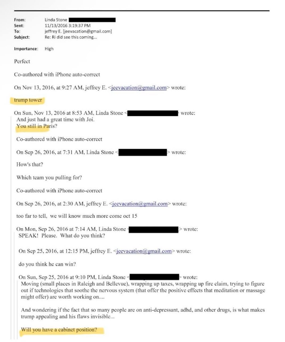 BREAKING:

🇺🇸 Jeffrey Epstein says he was at Trump Tower in late 2016, just days after Donald Trump won his first presidential election, despite Trump claiming he had cut all contact with Epstein