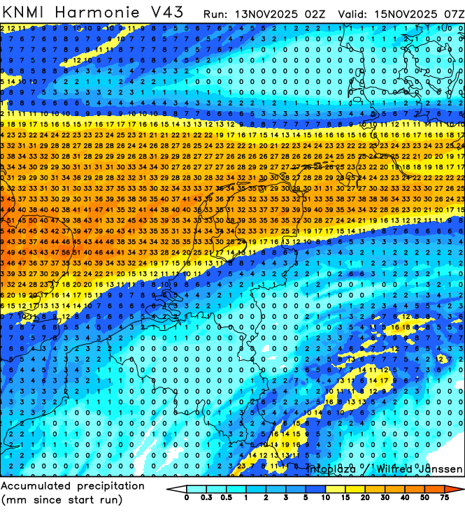 Vandaag is er veel bewolking met later vanmiddag in het zuidwesten regen. Het no blijft tot ver in de avond meest droog. In de nacht en morgen in het noordelijke helft veel regen.