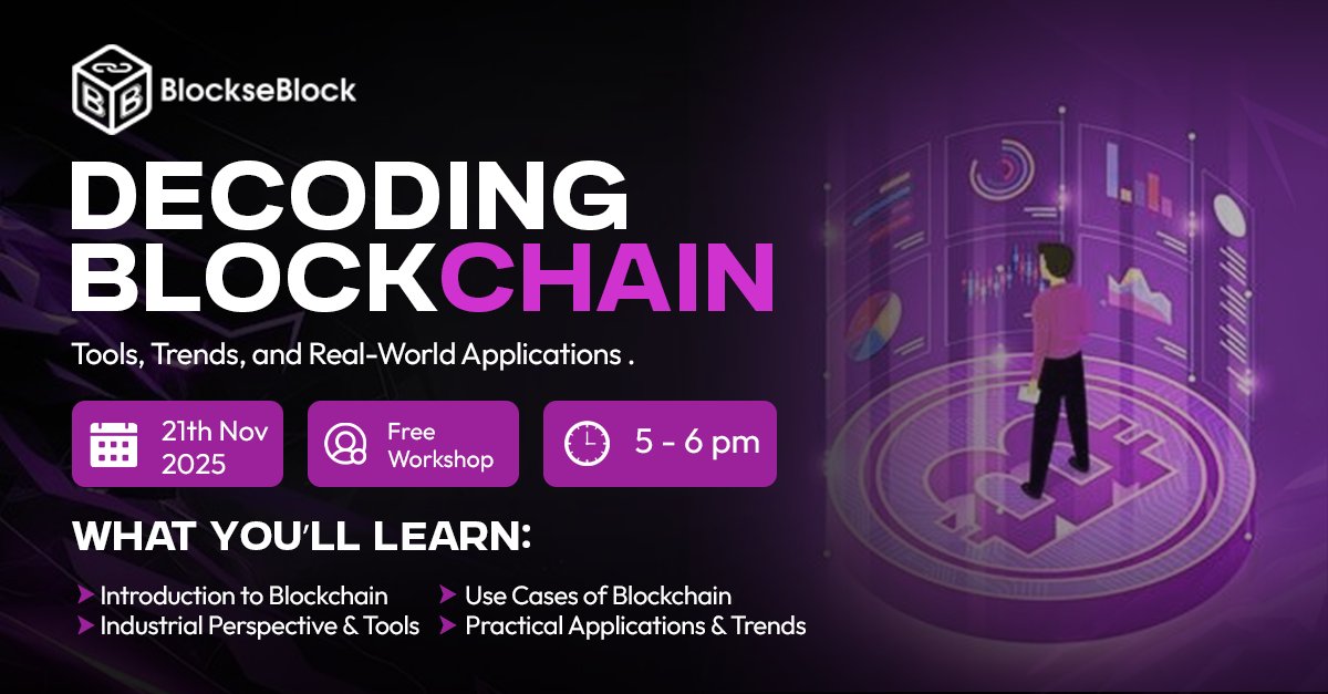 Blockhacks's tweet image. Everyone’s talking about Blockchain. Almost no one actually understands it.

We’re fixing that in one hour.

@Blockhacks  presents “Decoding Blockchain”⛓️‍
No jargon. No fluff. Just pure, practical insights.

Here’s what you’ll explore:
 1. The core fundamentals that make…