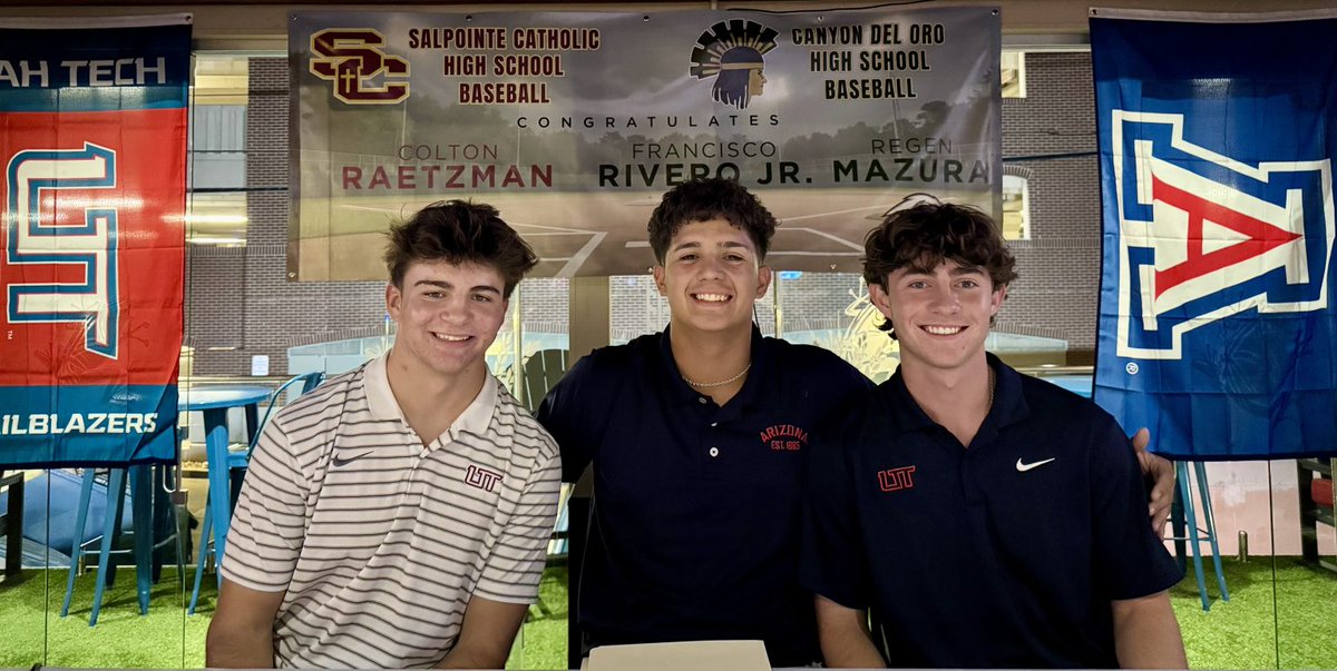 JavierJMorales's tweet image. Great to see: Division I baseball prospects from Southern Arizona high schools signing today with their future programs -- CDO's Francisco Rivero with Arizona and Salpointe's Colton Raetzman and CDO's Regen Mazura with Utah Tech.

Story and list of Arizona's 15-player recruiting