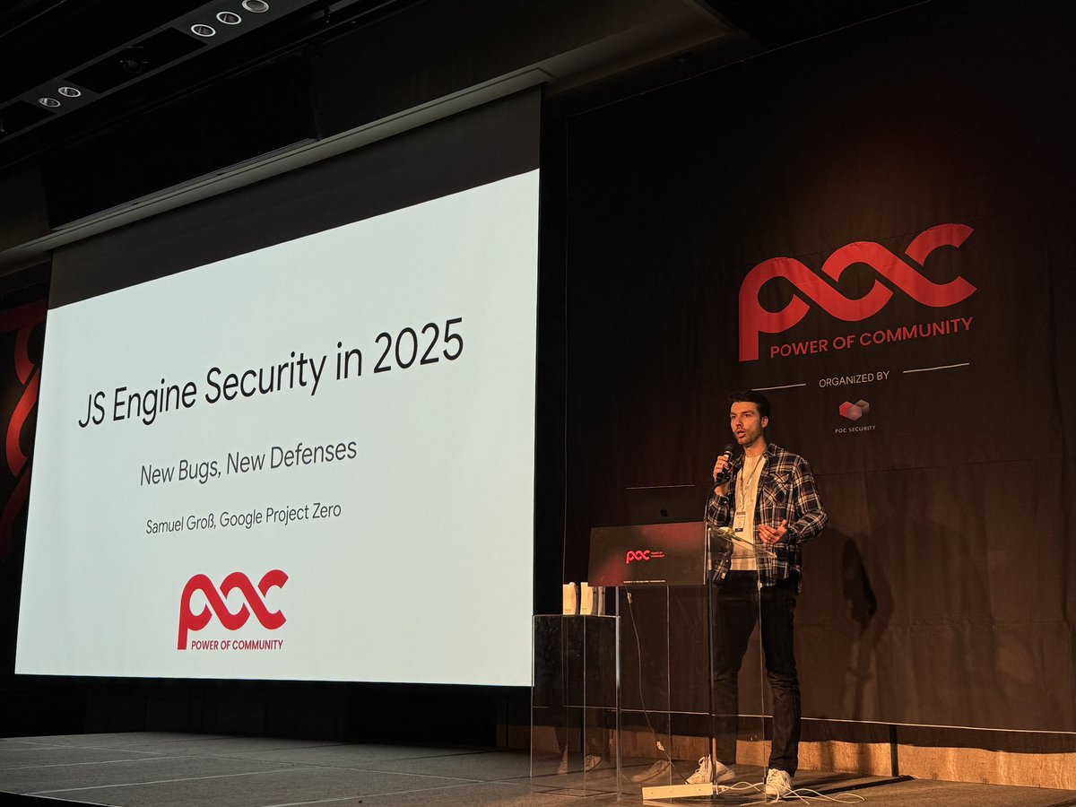POC_Crew's tweet image. Master of JSE

Samuel Groß (@5aelo) – JavaScript Engine Security in 2025: New Bugs, New Defenses 🌐

#POC2025