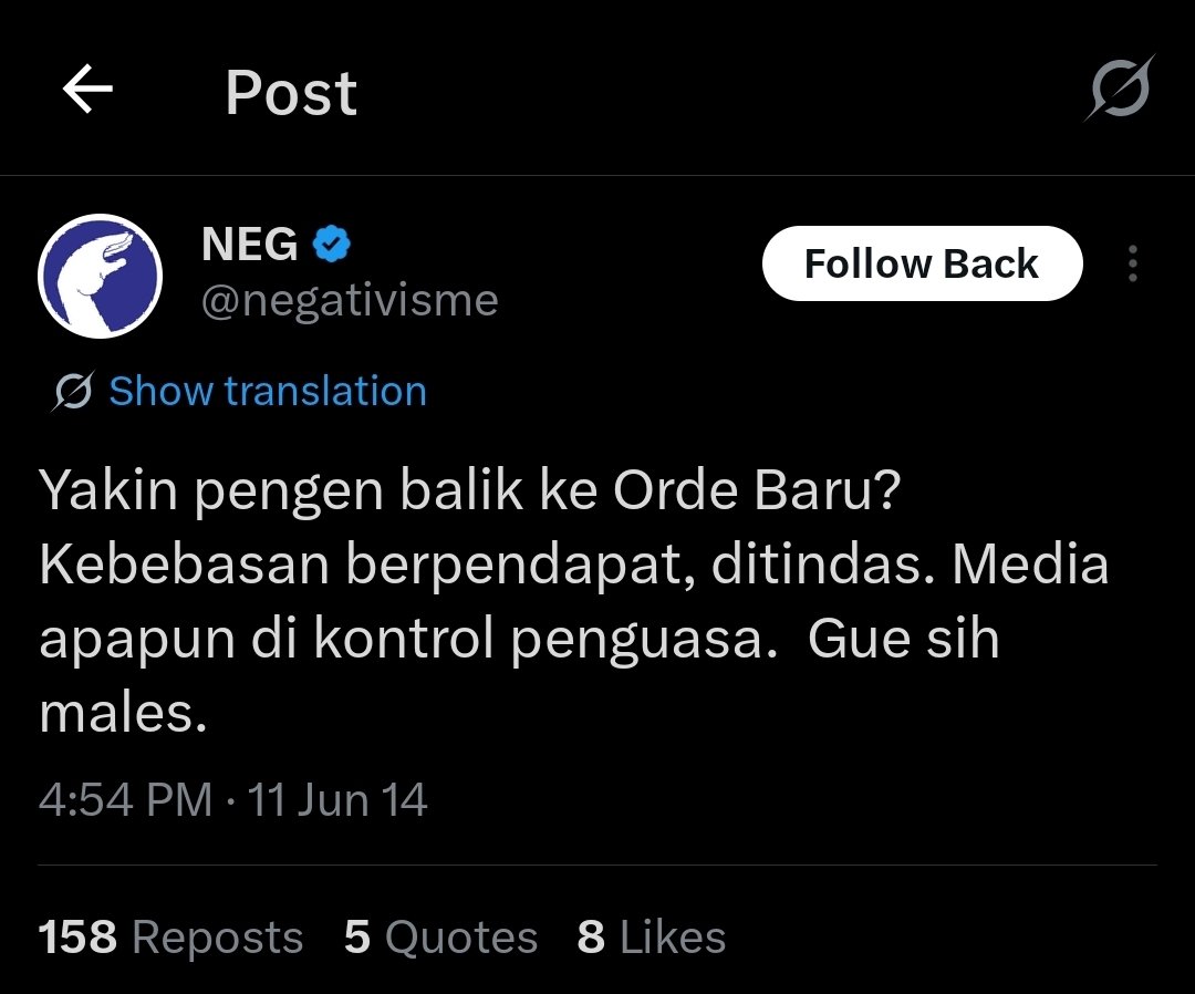 Halo, udah enak kah jilatin berak dari pantat Orde Baru?