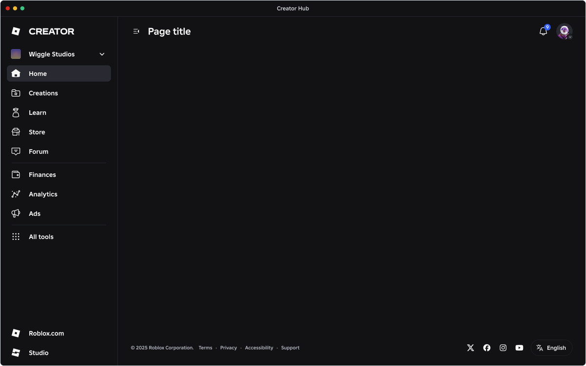 Roblox ha introducido una nueva experiencia de navegación en la página de Creator Hub.

Se incluyen mejoras como la barra lateral renovada que te brinda acceso rápido a todas las herramientas y un selector de grupos más accesible.