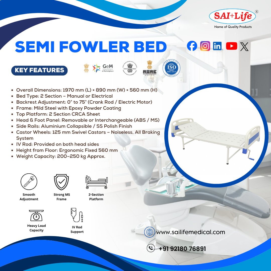 sailifeindia's tweet image. #SaiLifeMedicalDevices #HospitalBed #ManualBed #ElectricBed #2SectionBed #HospitalFurniture #MedicalEquipment #HealthcareInnovation #NameOfQualityProducts #MadeInIndia