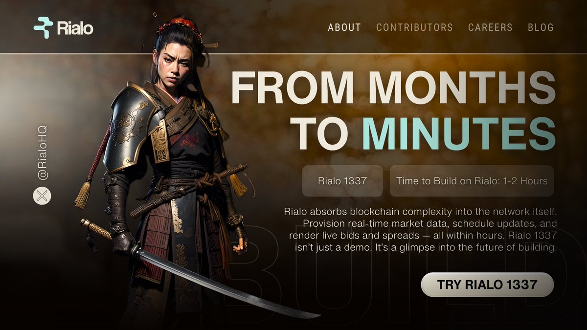 _CryptoNotes_'s tweet image. Build a live market data app in under 2 hours.

Other chains take months. Rialo 1337 takes less time than your coffee break.

@RialoHQ absorbed the complexity—RPCs, oracles, schedulers—into the protocol. So you can just build.

Start fast. Ship confidently. Scale without rewiring…