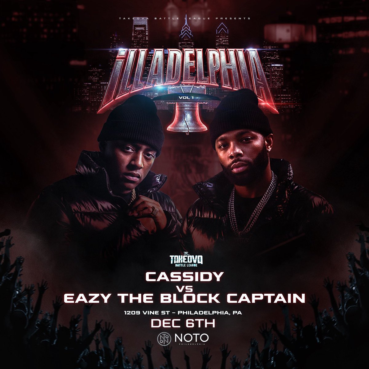 🚨Illadelphia might have the craziest card ever!🚨
TakeOva Battle league presents: Illadelphia🔥🔥
Featuring Battles: 
➡️Eazy The Block Captain vs Cassidy
➡️Chilla Jones vs Rosenberg Raw
➡️A ward vs Jey The Nitewing
&amp; Many more crazy matchups!!
Purchase now at