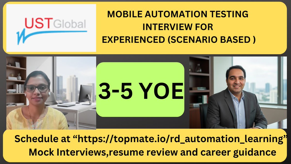 rdautomation's tweet image. youtube.com/watch?v=sE-LWj…
New video on Mobile Automation Testing Interview For Experienced is out.
Like, Share &amp;amp; Subscribe our channel.
#testingjobs #qajobs #rdautomationlearning