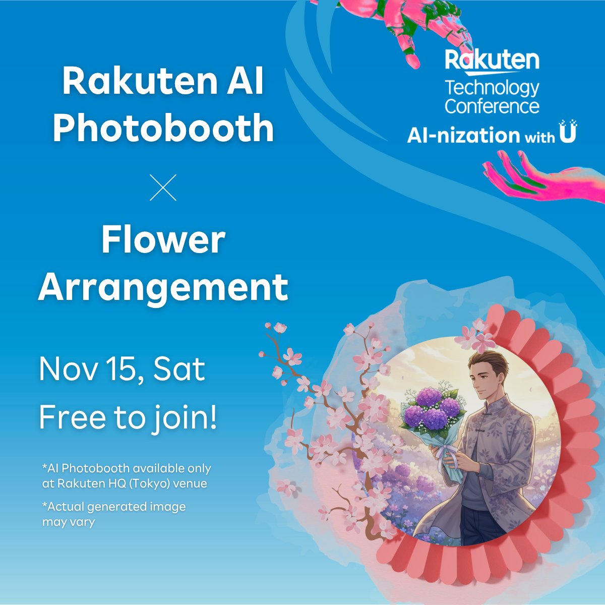 rakuten_tech's tweet photo. Countdown to Rakuten Technology Conference 2025: Only 2 days left!⌛️🔥
Discover the future of tech with engaging talks, valuable networking, our AI photobooth and more. Secure your FREE spot now!👇
📅 11/15
🌐 Info & free sign-up: https://t.co/uUuZUvS4Zo
#rtechconf #AInization https://t.co/4wnKlgL8aW