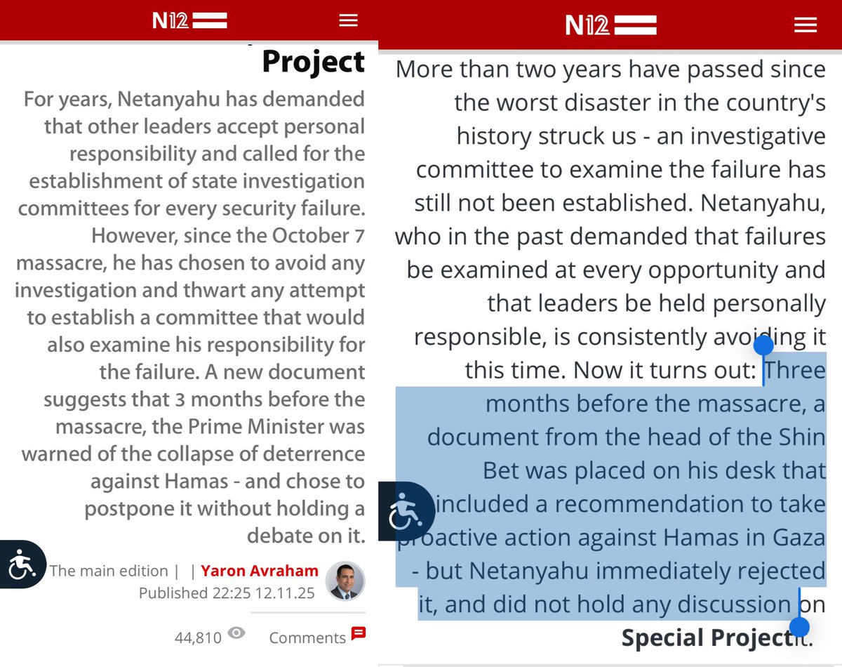 This is so revealing.

Hamas said before that they detected confirmed reports that Israel was about to assault Gaza, &amp; Oct 7 was a preemptive attack.
Now Israel admits that that was true: channel 12 says the Israeli intelligence recommended assaulting Gaza 3 months before Oct7‼️