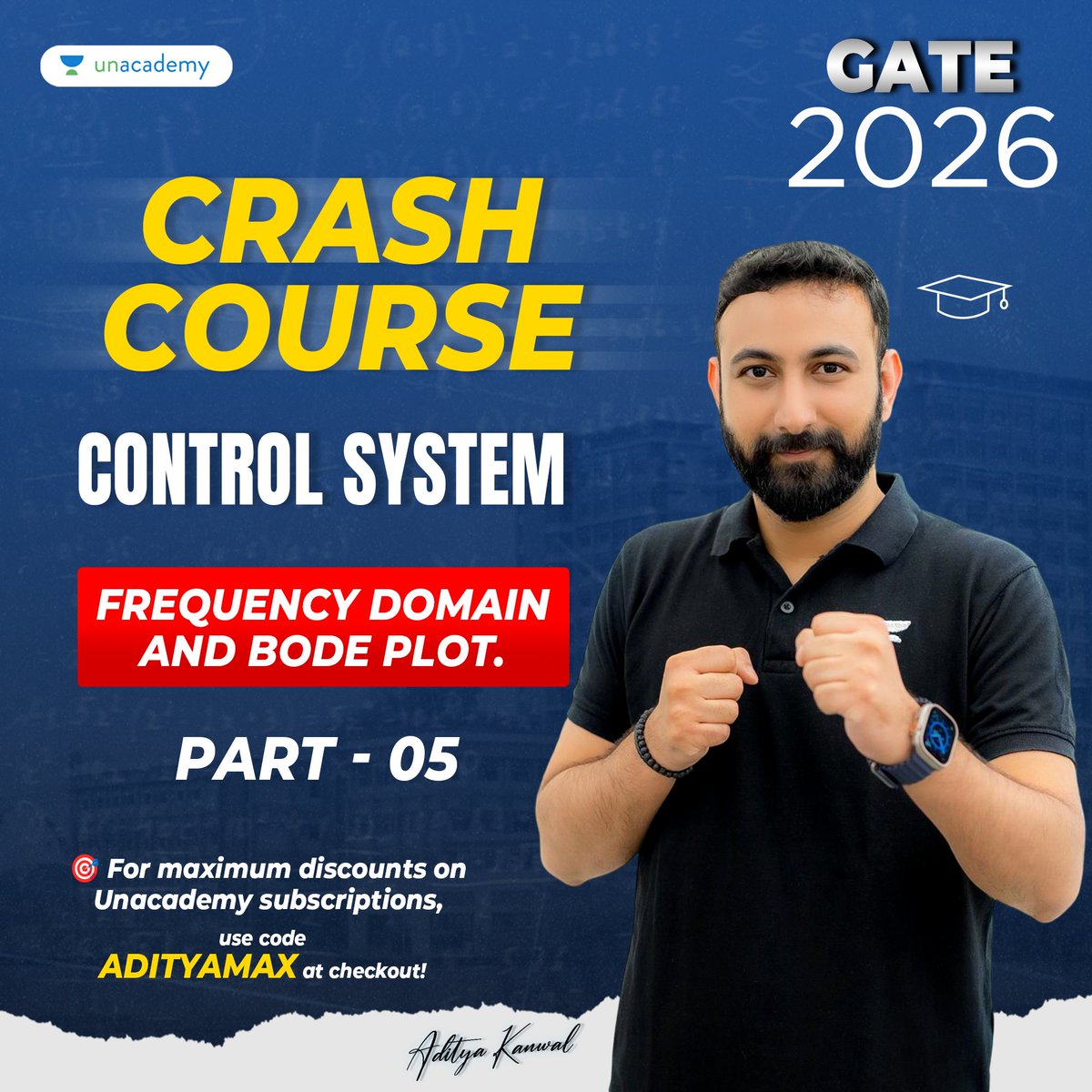 IESAdityaKanwal's tweet image. ⏱️ GATE 2026 | Control System Crash Course (Part 5)

Master Frequency Domain &amp;amp; Bode Plot — simplify gain, phase &amp;amp; stability analysis with ease! ⚙️
Concepts simplified. Confidence amplified. 💪

🎥 linktr.ee/adityakanwal

#GATE2026 #ControlSystems #BodePlot #GATEPrep #GATEECE