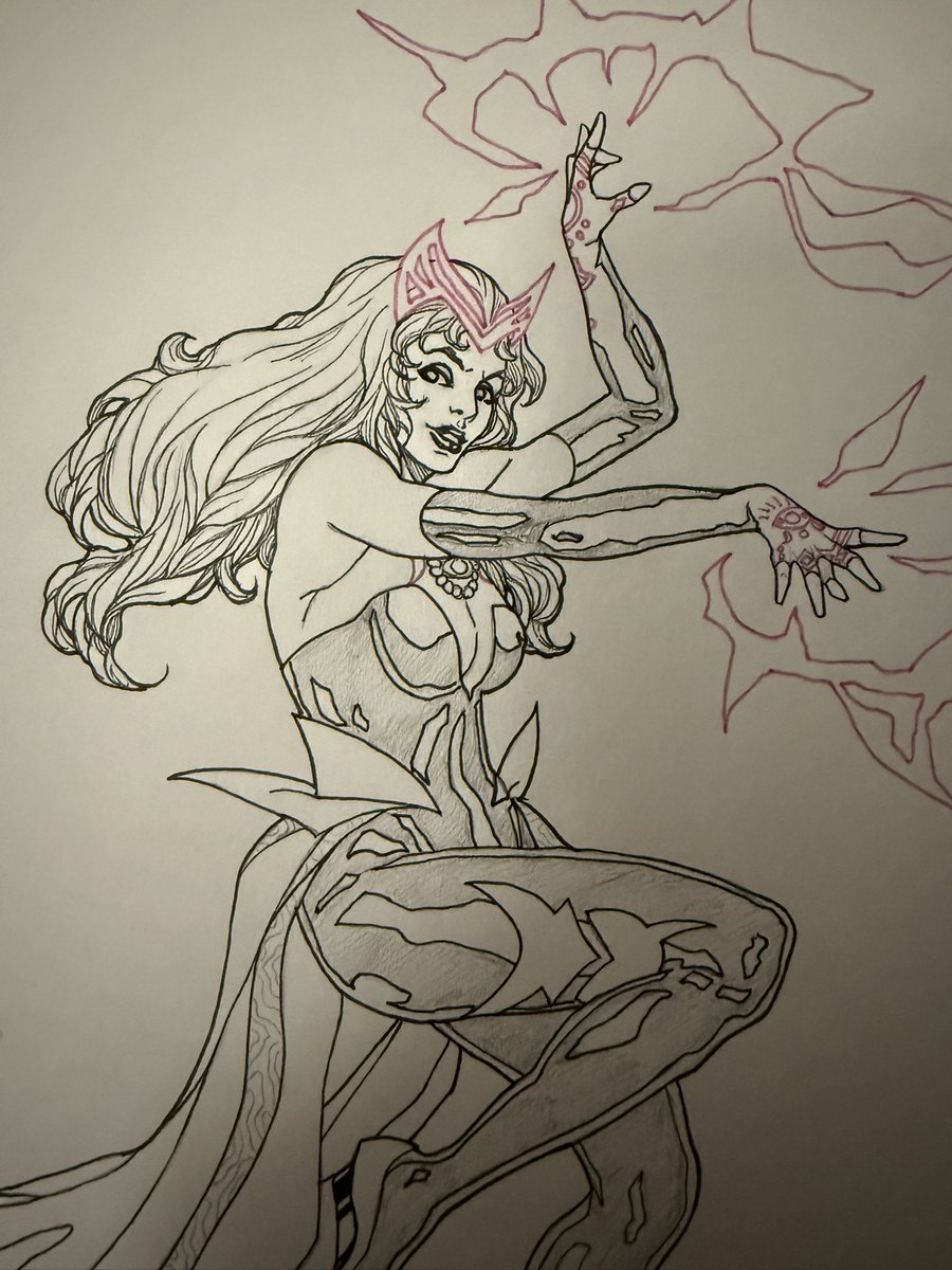 Working on Wanda Maximoff, the new Sorcerer Supreme! 
#WandaMaximoff #TheScarletWitch #TheAvengers #MarvelsAvengers #SorcererSupreme #DoctorStrange #Marvel #MarvelComics #XMen #MCU #WandaVision