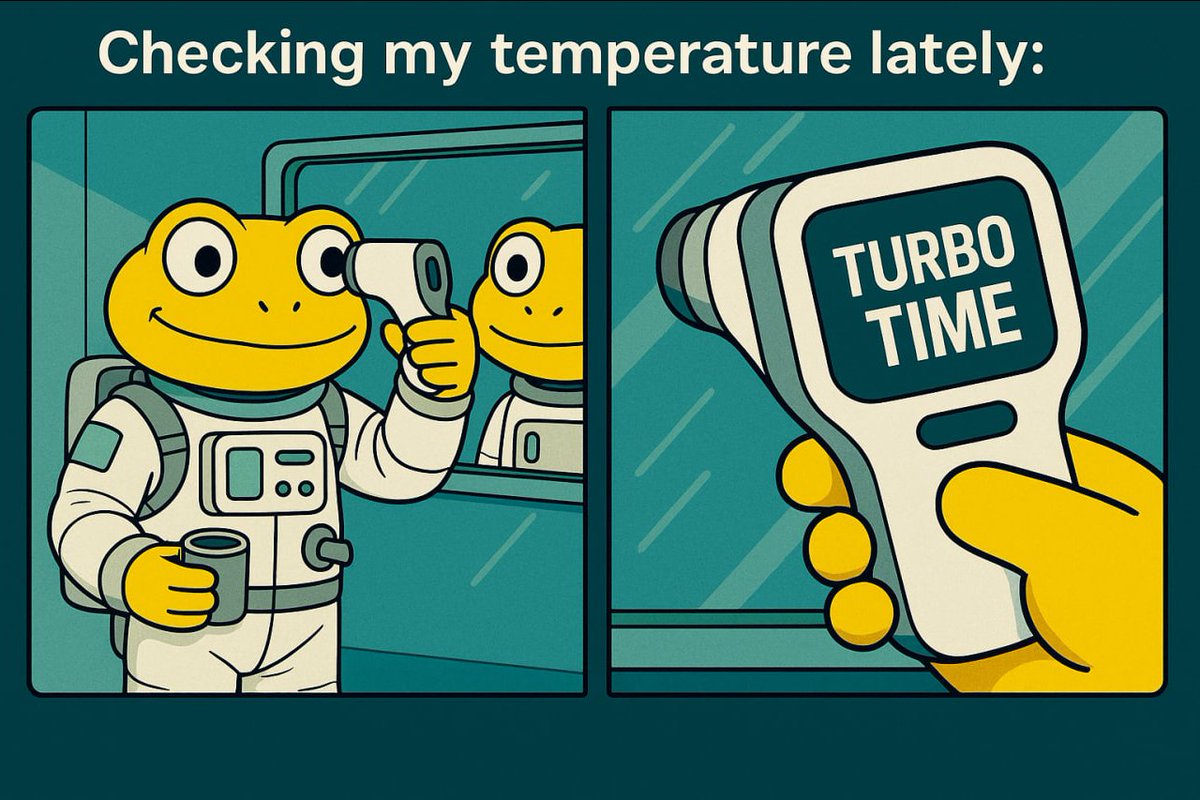 TurboTorge's tweet image. It’s $TURBO time... you’d better believe it. 💛

#BullRun #AltcoinSeason #Crypto #memecoin