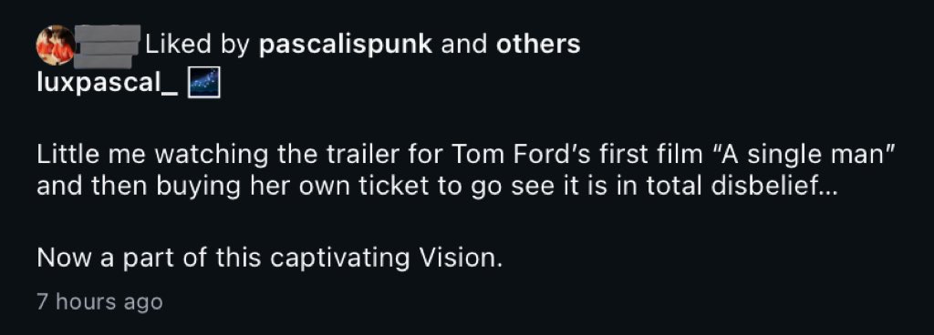 she’s an “a single man” lover just like me 😭😭😭