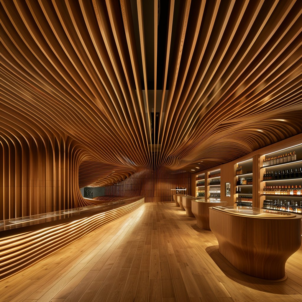 phokuinc's tweet image. A study in organic form and spatial rhythm.
Timber ribs sweep across ceiling and walls, transforming a lounge into a sculptural experience.
#InteriorArchitecture #ConceptDesign #ParametricDesign #moodboard