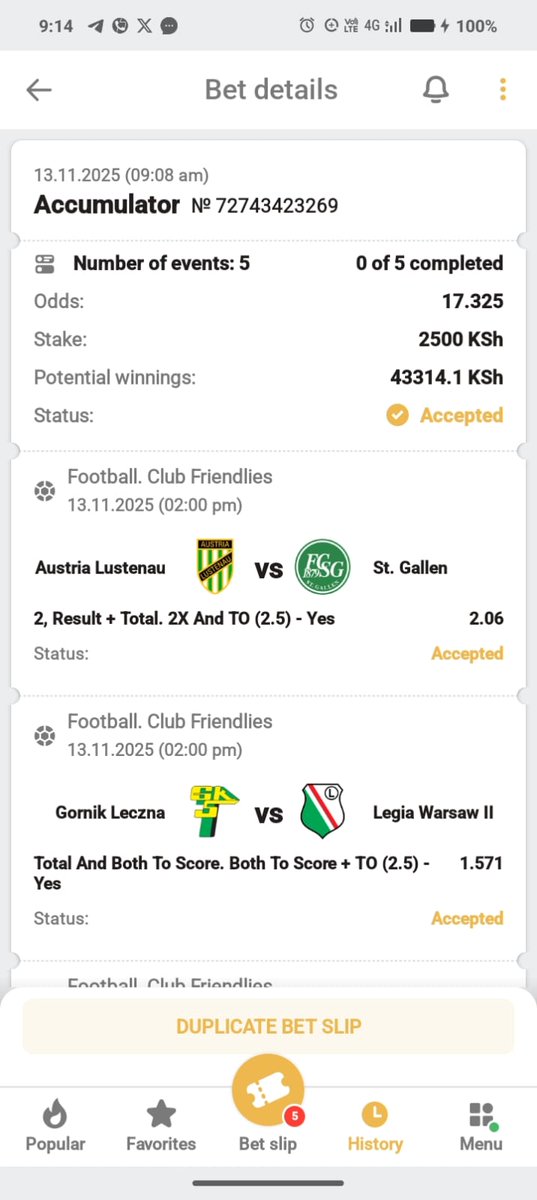 Bet on #Secretbet 
We start the Day with This one 🍀
    Load code 👉 B2L5G

No Account yet??
Register now 🖇️ slim.link/v2N9MKF
Bonus promo code 📲 Master45