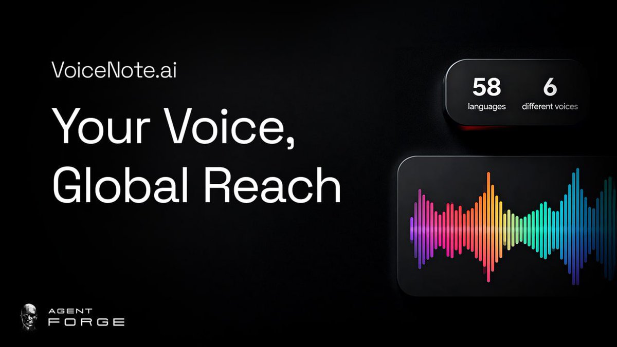 VoiceNote.ai: Amplify Your Voice Across the Globe🌐🎙️

Unleash the power of your words with VoiceNote.ai from <a href="/AITECHio/">AITECH</a> , a groundbreaking #AIAgent on #AgentForge 🌟 

This tool transforms text into high-quality audio across 58 languages with 6 distinct