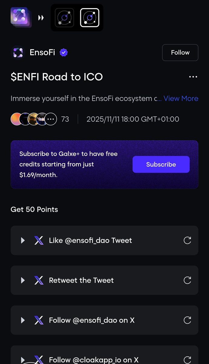 Horllyreal's tweet photo. 🚀Join EnsoFi ICO that is coming on MetaDAO on @Galxe 🔥.
Join now for your chance to win big before the EnsoFi TGE 🎉🎉🚀🔥
Join the EnsoFi Starbound quests, share your #Ensovibes, and complete all tasks for a chance to win from the $5,000 $ENFI prize pool!
@ensofi_dao
Join here: https://t.co/ffxSZVIGrh