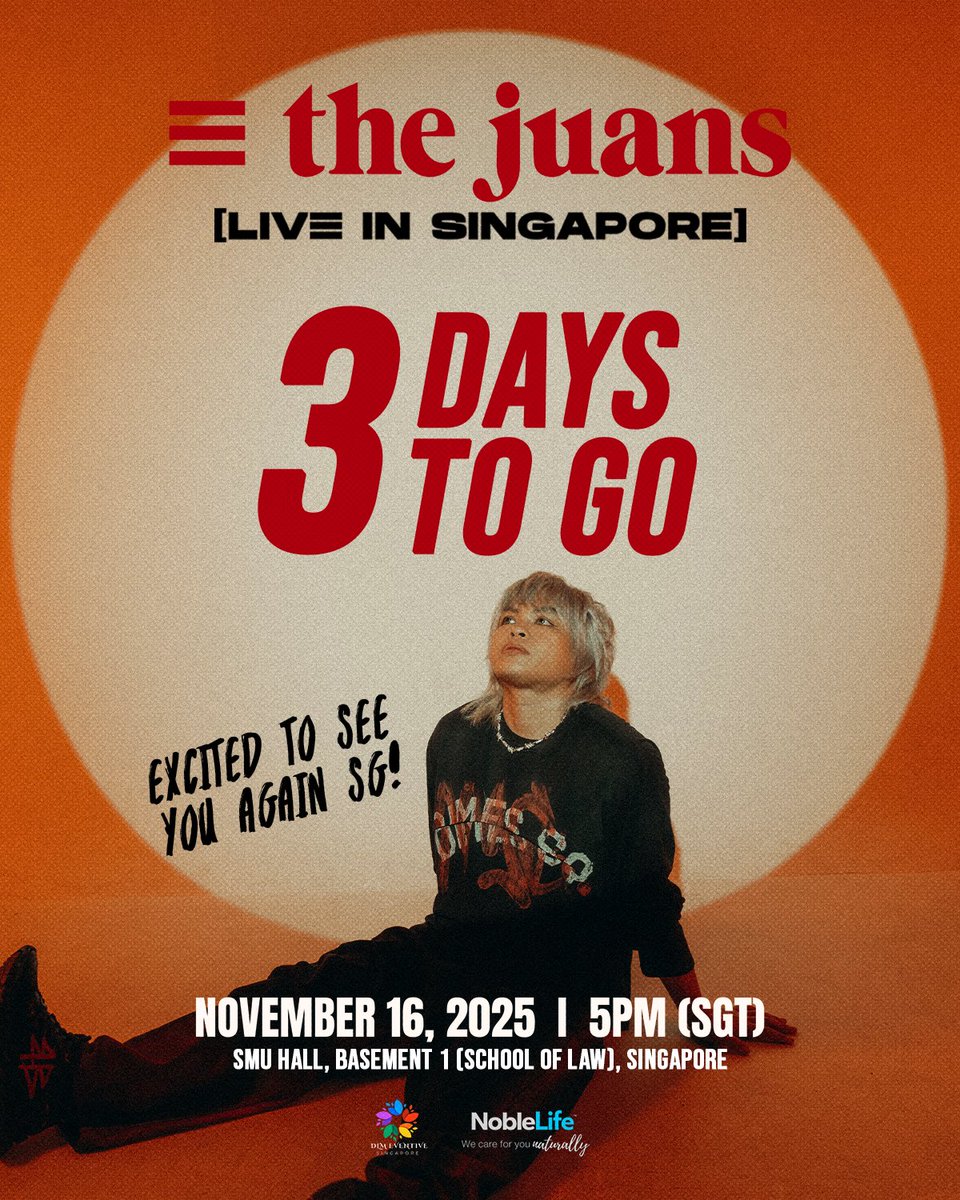 TheJuans_BAND's tweet photo. ⭕️ 3 DAYS TO GO! ⭕️

Excited to see you again Singapore dahil ibabalik naman namin ang sayang pinaramdam niyo sa’min sa isang TAWID experience this November 16! 💥 Kitakits!

TATAWID PATUNGONG SINGAPORE 
#TheJuans #TAWIDSingapore #TheJuansLiveinSG https://t.co/BSGdTCHKzz