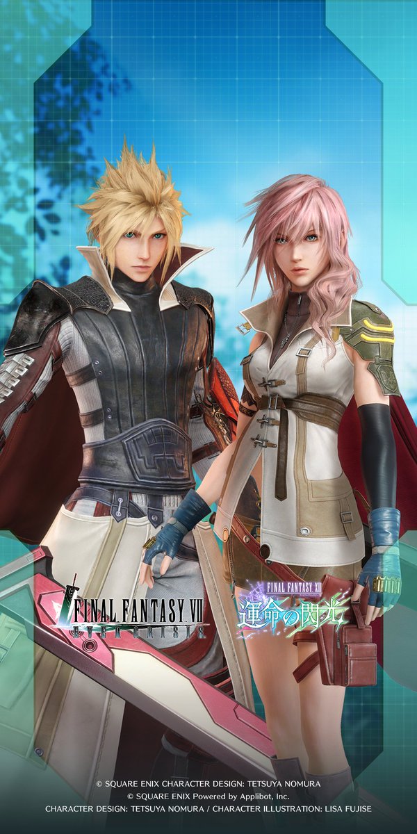 FFVII_EC_JP's tweet image. 【イベント壁紙プレゼント！】

／
　#FF13 コラボ記念壁紙プレゼント！
＼

コラボウェアのクラウド、ライトニングデザインのPC用とスマートフォン用の壁紙をプレゼント！
ぜひご利用ください！  

#FF7EC #FF7エバークライシス