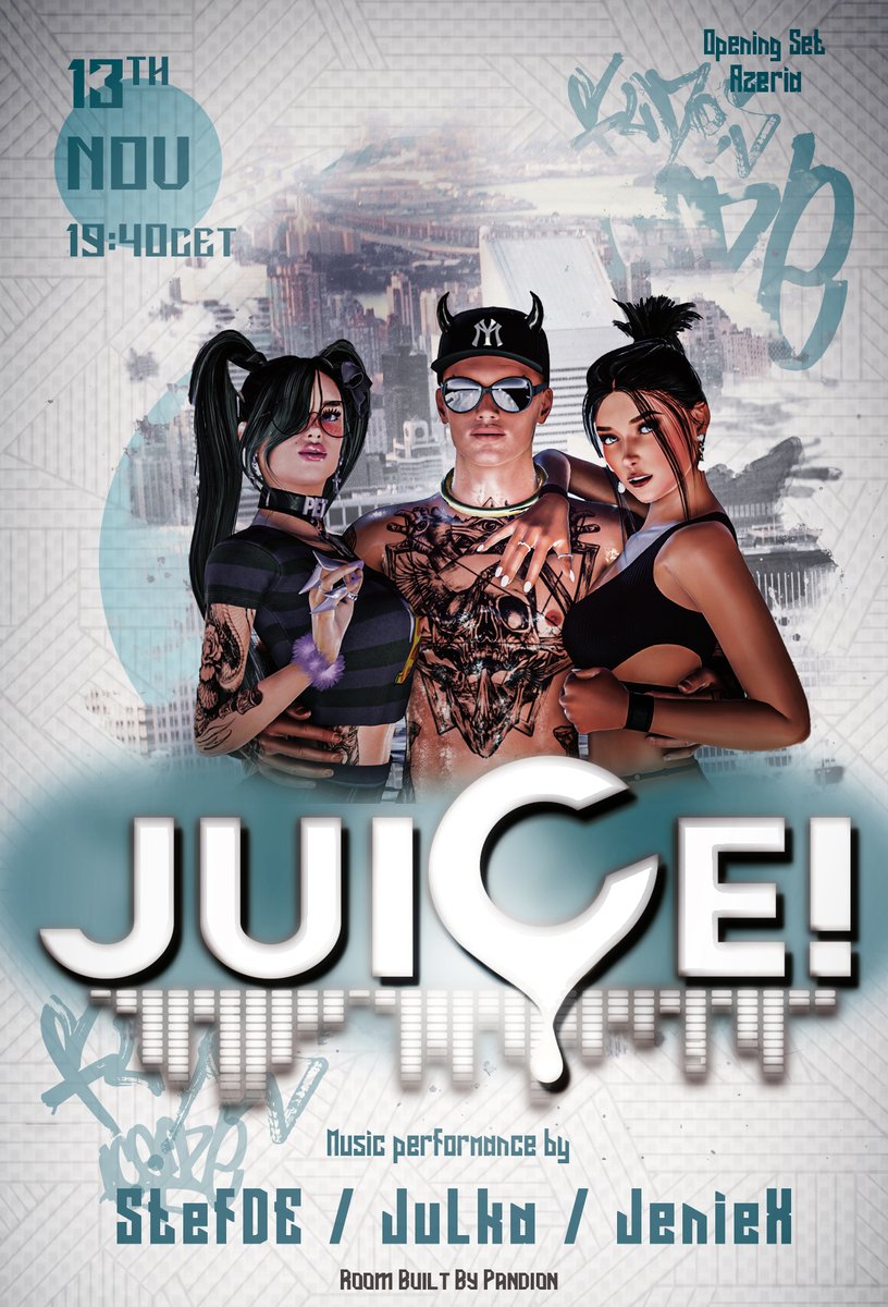 📢 Happy JuiCe! day🧃

Powerful tunes from fantastic live DJs, happy people, an electric club atmosphere, and juicy vibes 🎉

We are looking forward to partying with you in JuiCe! 🖤🤍💛

Flirt, laugh, chat, &amp; dance like no one's watching 💃🕺

Doors open 19:40 CET / 1:40 EST