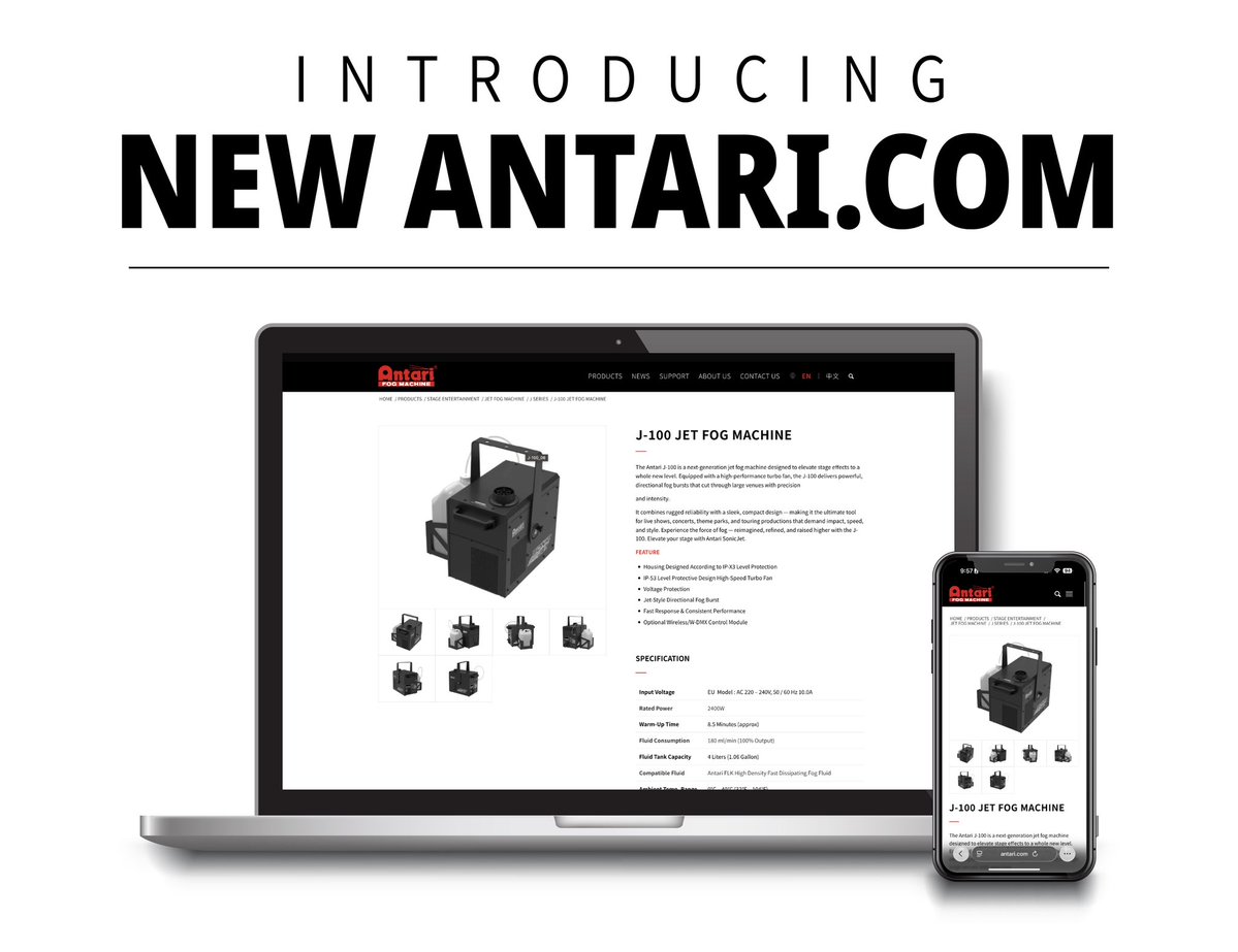AntariOfficial's tweet image. 🚀 Antari.com is live!

Your hub for fog, haze &amp;amp; special effects. 🌌

Get Inspire. Get Connect. Get Equipped. ✨

Explore now 👉 

#antari 
#specialfx 
#fogmachine