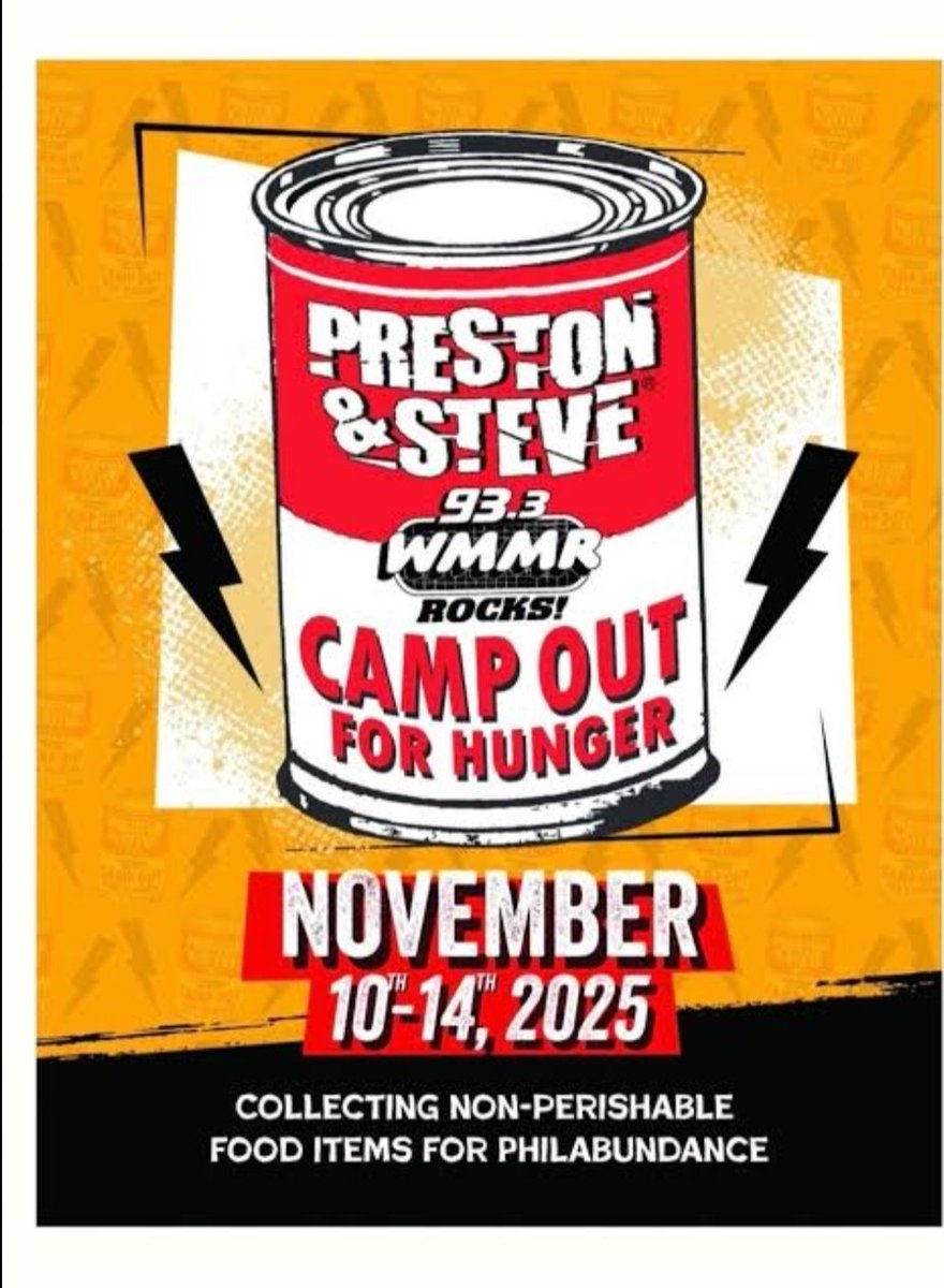 TODAY (Thursday)! From 4:30 - 5:30, I'll join <a href="/brentporche/">Brent Porche</a> for the <a href="/933WMMR/">93.3 WMMR</a> Camp Out For Hunger! I'll be curating an hour of COMMERCIAL FREE music for the Afternoon 12 pack! Come join us live and bring your can goods to the Xfinity Mobile Arena parking lot! SEE YOU THERE!!
