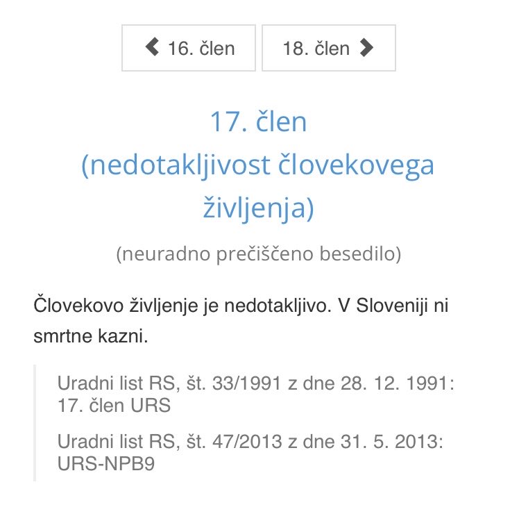Še 17. člen ustave. V Sloveniji ni smrtne kazni 👇