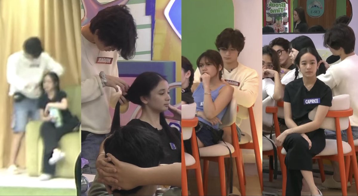 krystmejes's tweet photo. joaquin braiding the girls’ hairs, huhu cutie pwede na magtayo ng salon nak

#pbbcollab2point0
 #PBBCollab20Aminan https://t.co/vQTOeiX2Jb