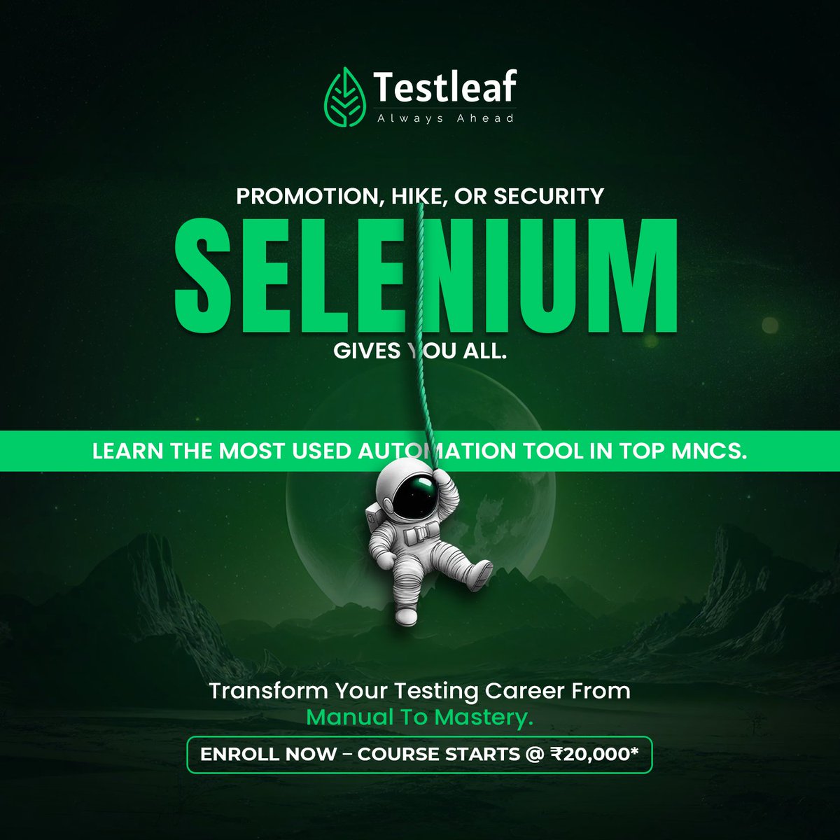 Testleaf1's tweet image. Selenium gives you all of it — and more.

Master the most widely used automation tool in top MNCs and transform your testing journey from Manual to Mastery.

#Testleaf #SeleniumTraining #AutomationTesting #SoftwareTesting #QATraining
#SeleniumCourse #TestingCareer #UpskillNow